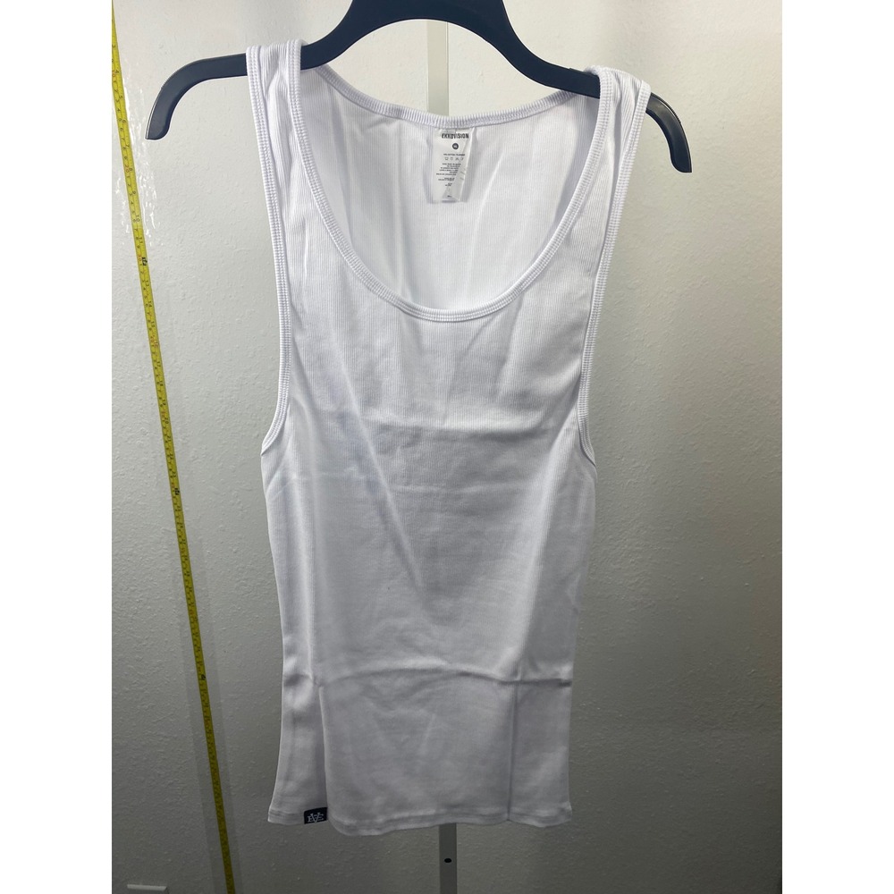 Ekkovision White Ribbed Tank‎ Top Mens 3XL Sleeveless Gym Training Shirt